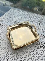 1 Adet Çift Tutmalı Üzümlü Gold Renk Tepsi - Görsel 7