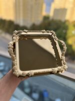 1 Adet Çift Tutmalı Üzümlü Gold Renk Tepsi - Görsel 4