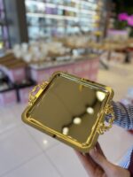 6 Adet Çift Tutmalı Gold Renk Tepsi - Görsel 4