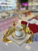 6 Adet Çift Tutmalı Gold Renk Tepsi - Görsel 5