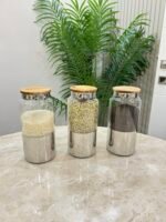 6 adet Bambu Kapak Saklama Kabı - Gümüş - Görsel 5