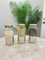 6 adet Bambu Kapak Saklama Kabı - Gümüş - Görsel 4