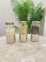 6 adet Bambu Kapak Saklama Kabı - Gümüş - Görsel 3