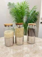 6 adet Bambu Kapak Saklama Kabı - Gümüş