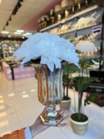 AYAKLI BAL ÇİZGİLİ CAM VAZO + 1 Demet Çiçek - Görsel 2