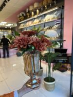 AYAKLI BAL ÇİZGİLİ CAM VAZO + 1 Demet Çiçek - Görsel 3