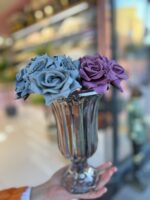 AYAKLI FÜME ÇİZGİLİ CAM VAZO
25 Cm Orta  Boy - Görsel 2