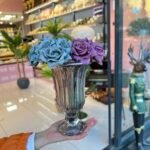 AYAKLI FÜME ÇİZGİLİ CAM VAZO 
25 Cm Orta  Boy