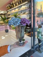 AYAKLI FÜME ÇİZGİLİ CAM VAZO
25 Cm Orta  Boy