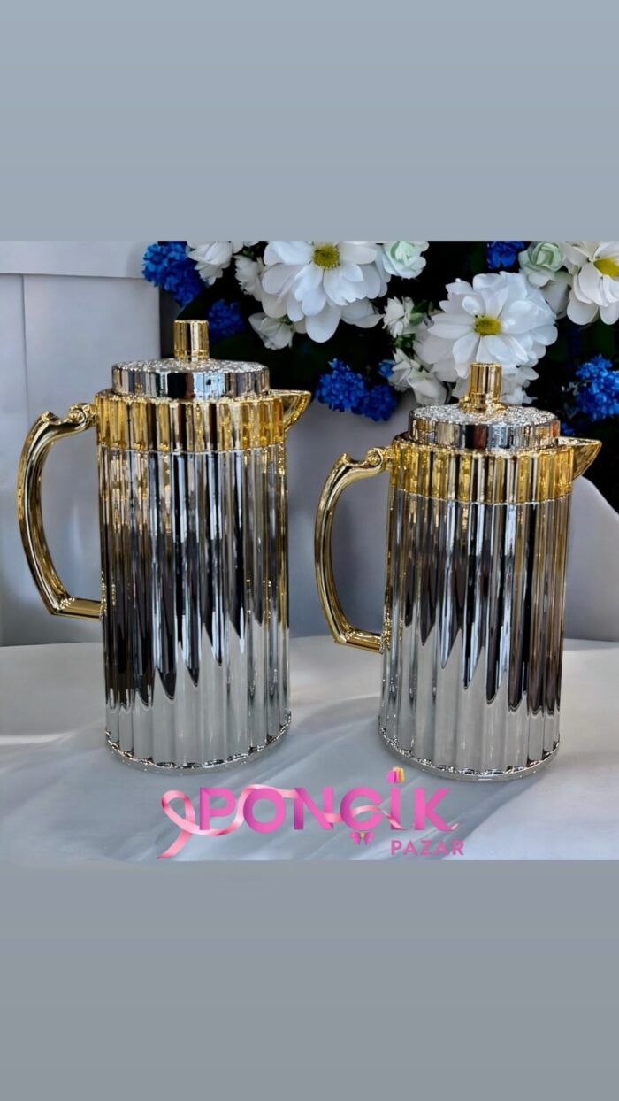 2 Li Füme Gold  İthal Termos Seti - Görsel 1