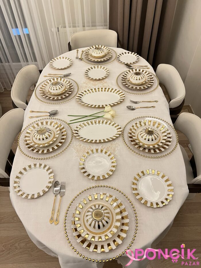 26 PARÇA Golden  YEMEK TAKIMI - Görsel 2