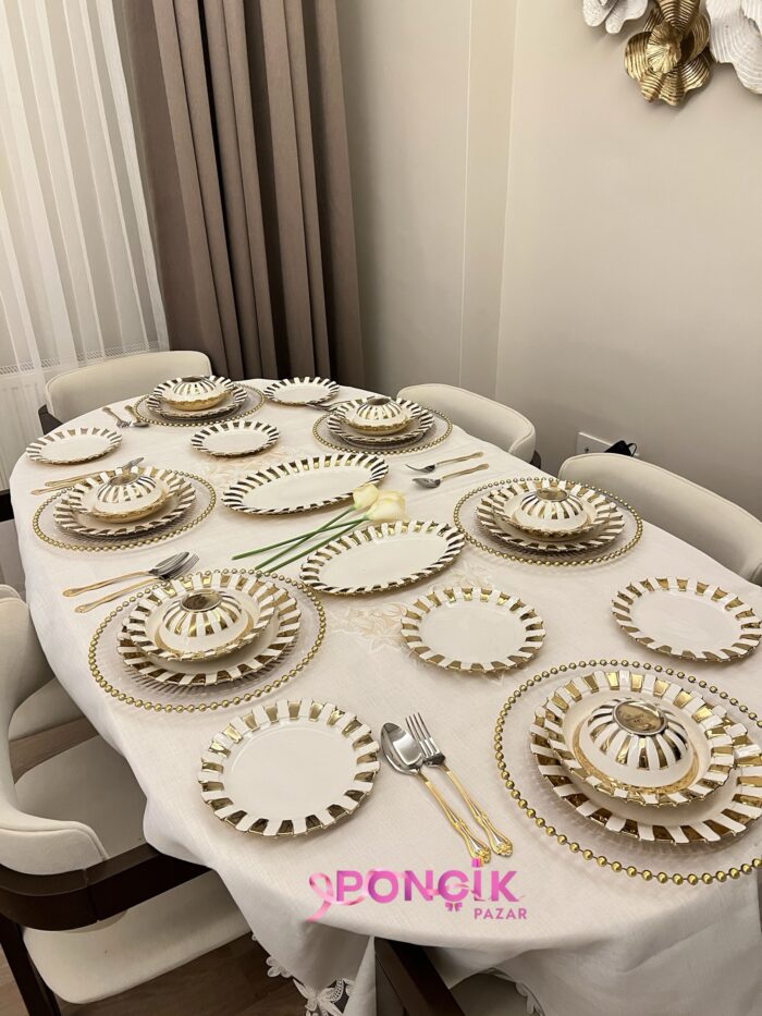 26 PARÇA Golden  YEMEK TAKIMI - Görsel 3