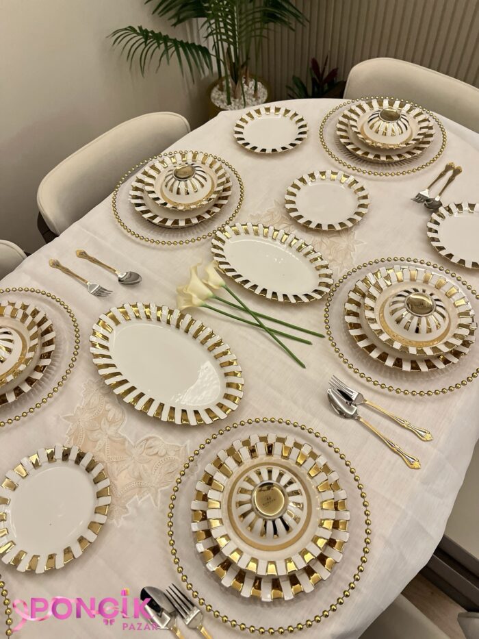 26 PARÇA Golden  YEMEK TAKIMI - Görsel 1