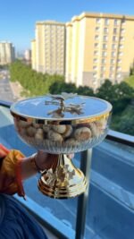 23 cm Kelebekli Cam Kase Sunumluk