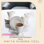 6 Kişilik Porselen Elizabethh White Fincan Seti