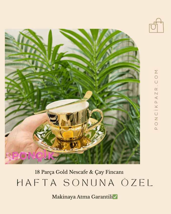 18 Parça 6 Kişilik Porselen Çay & Nescafe Fincan Seti - Görsel 2