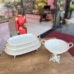 4 PARÇA PORSELEN SUNUMLUK*GÜMÜŞ