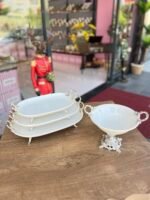 4 PARÇA PORSELEN SUNUMLUK*GÜMÜŞ