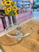 Kuşlu Ayaklı Üstten Kulplu Servis Silver