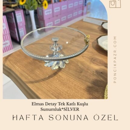 Kuşlu Ayaklı Sunumluk Silver