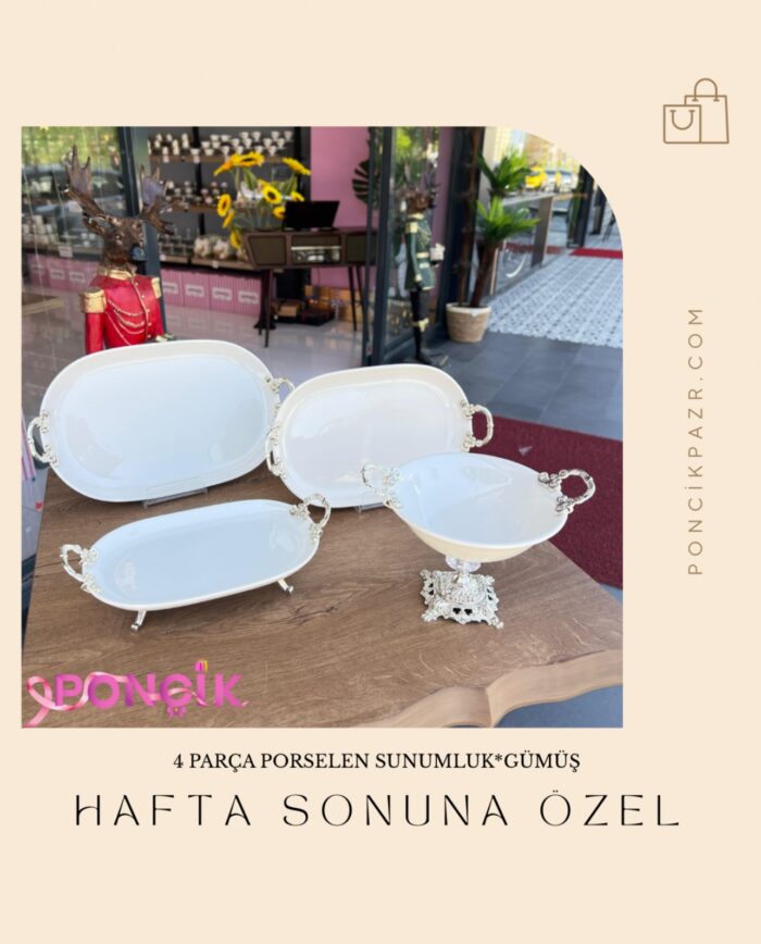 4 PARÇA PORSELEN SUNUMLUK**GÜMÜŞ - Görsel 1
