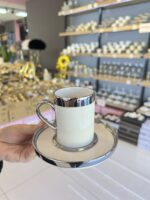 Platin Yaldızlı 6 Kişilik Porselen Fincan Takımı- Makinaya Atma Garantili - Görsel 4