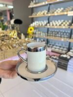 Platin Yaldızlı 6 Kişilik Porselen Fincan Takımı- Makinaya Atma Garantili - Görsel 4