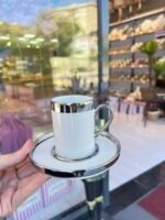 Platin Yaldızlı 6 Kişilik Porselen Fincan Takımı- Makinaya Atma Garantili - Görsel 6