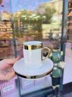 Altın Yaldızlı 6 Kişilik Porselen Fincan Takımı- Makinaya Atma Garantili - Görsel 6