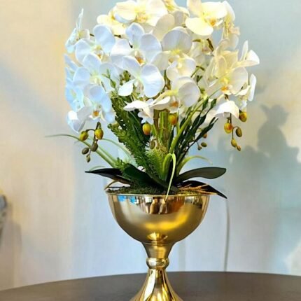 Gold Model Beyaz Orkide Yapay Çiçek
