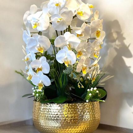 Gold Beyaz Orkide Yapay Çiçek