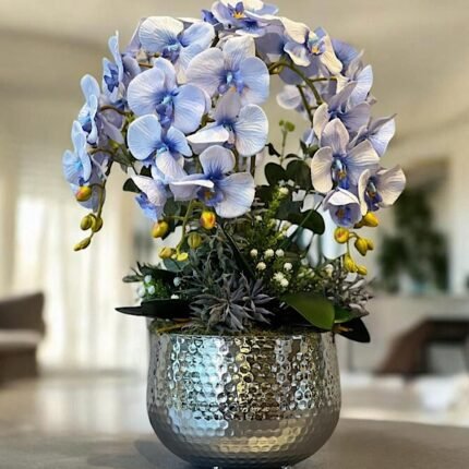 Gümüş Model Mor Orkide Yapay Çiçek