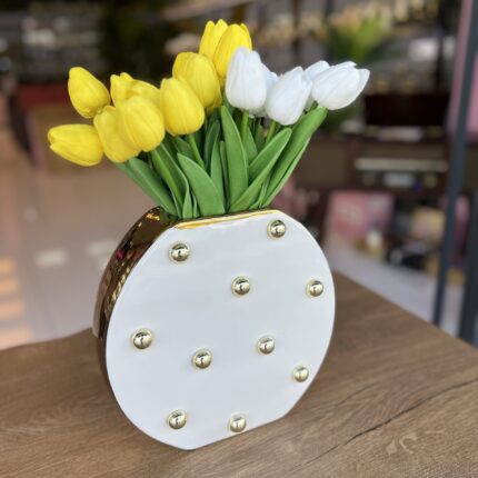 Boncuklu Yassı Vazo