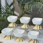 Zamak ayaklı porselen Kare lokumluk