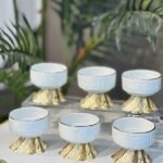 Zamak ayaklı porselen yuvarlak lokumluk