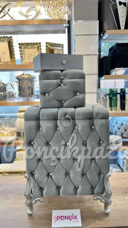Kapitone Model Çamaşır Sepeti -- Gei Renk