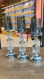 3’lü NAZENDE Şamdan Gümüş Renk