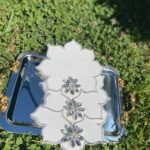 3’Lü Yıldız Papatya taşlı sunum Peçetesi * Gümüş