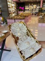 3’lü sunum Peçetesi Dantel Taşlı