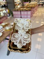 3’lü sunum Peçetesi Dantel Taşlı