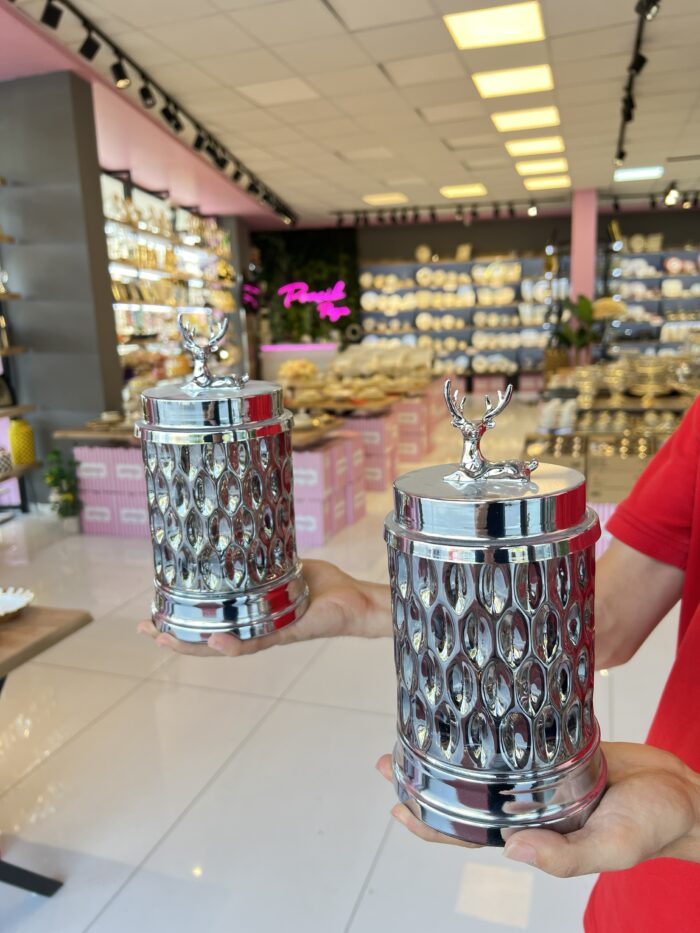2’Li  dekoratif Cam Kavanoz Geyik Füme - Görsel 1