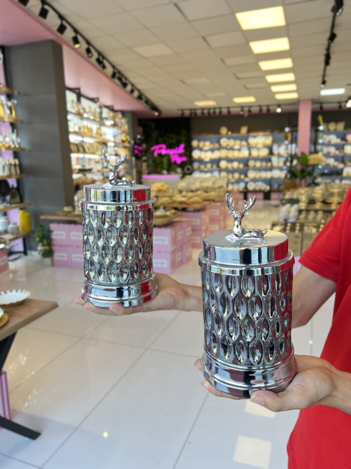 2’Li  dekoratif Cam Kavanoz Geyik Füme - Görsel 2