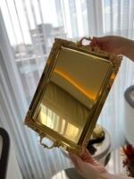 DİKDÖRTGEN GOLD  DEKORLU SUNUM TEPSİSİ 45 * 28 cm - Görsel 3