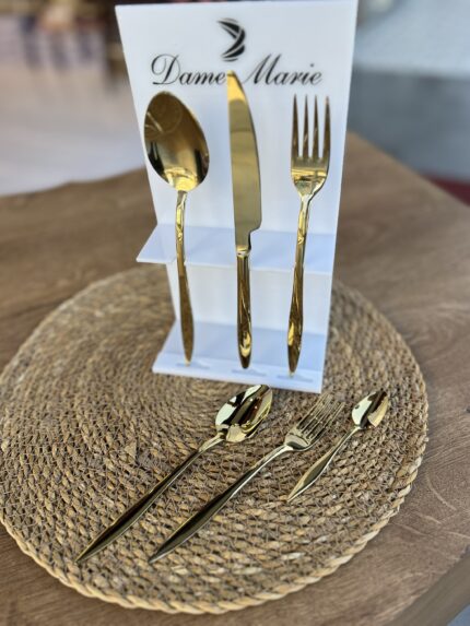 30 Parça **BIÇAKSIZ4 ML -18/10 Çelik GOLD ÇATAL KAŞIK TAKIMI HAFTA SONUNA ÖZEL