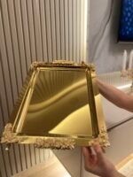 DİKDÖRTGEN GOLD  DEKORLU SUNUM TEPSİSİ 45 * 28 cm - Görsel 4