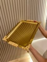 DİKDÖRTGEN GOLD  DEKORLU SUNUM TEPSİSİ 45 * 28 cm