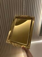 DİKDÖRTGEN GOLD  DEKORLU SUNUM TEPSİSİ 45 * 28 cm - Görsel 3