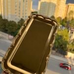 DİKDÖRTGEN GOLD ÇERÇEVELİ SUNUM TEPSİSİ 33*17 cm