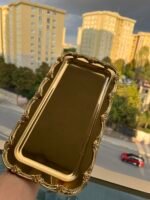 DİKDÖRTGEN GOLD ÇERÇEVELİ SUNUM TEPSİSİ 33*17 cm