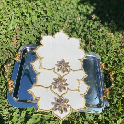 3’lü Yıldız Papatya taşlı sunum Peçetesi * GOLD